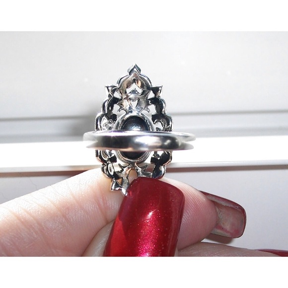 925 STERLING SILVER Black Onyx Marcasite Ring - Picture 10 of 15
